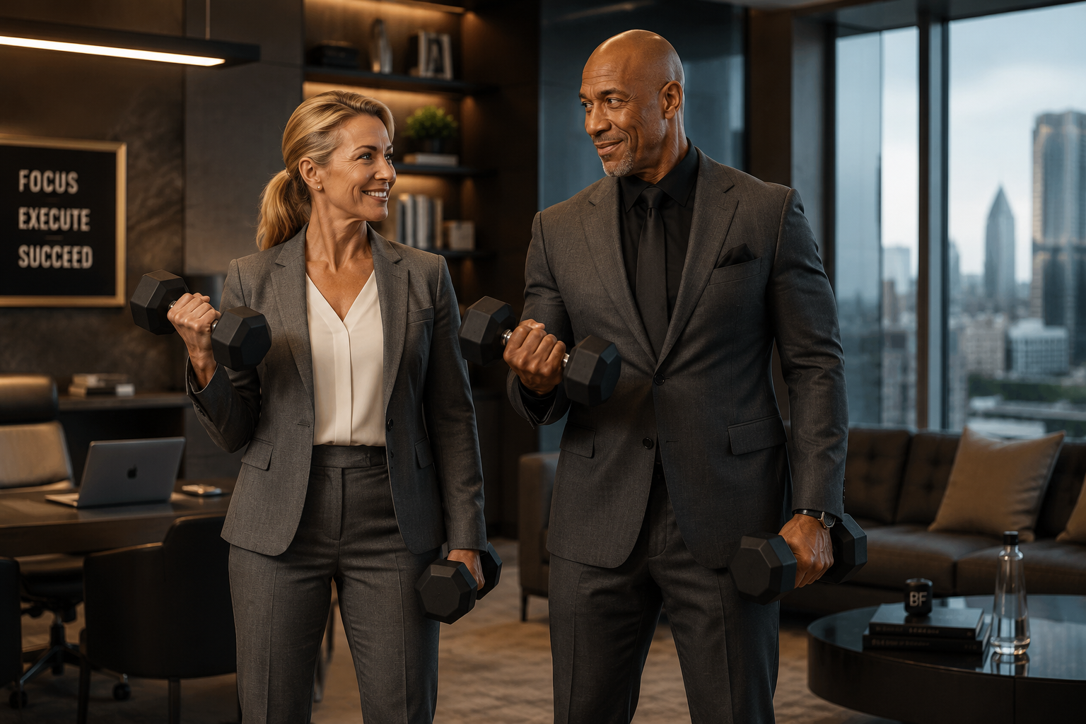 Coach and client training in business attire